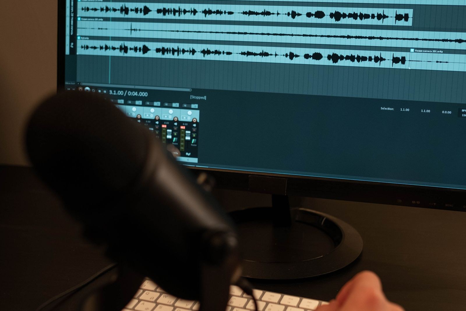 Color grading workstation with scopes on screen